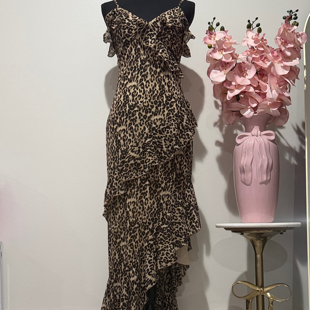 Paris Hilton Asymmetrical Leopard Print Dress